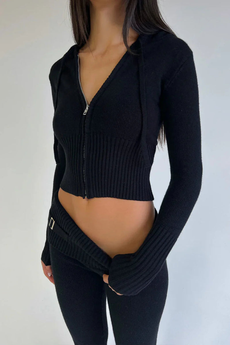 Cszy Zip Up Hoodie + Lågmidjade Byxor Set - Cszy