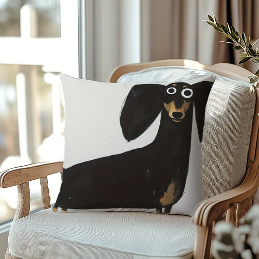 Kuddfodral i mjuk plysch med lekfullt taxmotiv – 45x45 cm