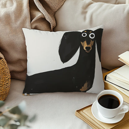 Kuddfodral i mjuk plysch med lekfullt taxmotiv – 45x45 cm