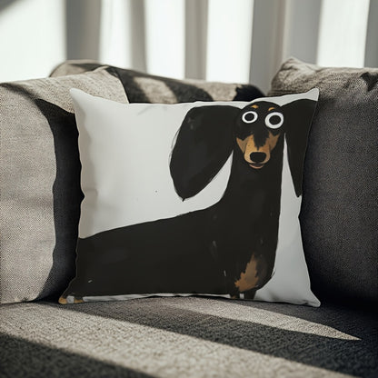 Kuddfodral i mjuk plysch med lekfullt taxmotiv – 45x45 cm