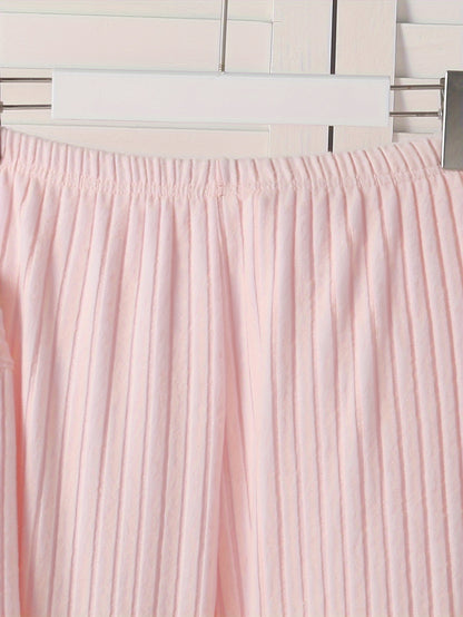 Elegant pyjamasset med V-ringning, rosettdetalj & långa ärmar