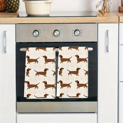 2-pack kökshanddukar i polyester med lekfullt taxmotiv – 40x61 cm