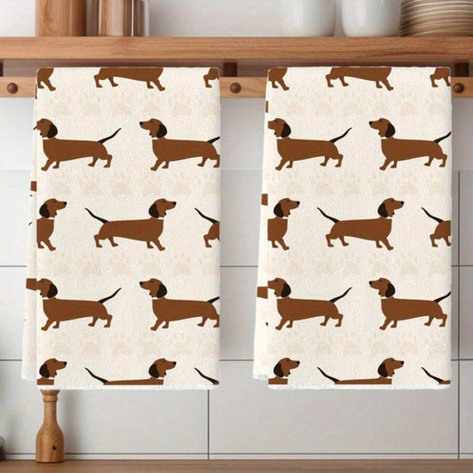 2-pack kökshanddukar i polyester med lekfullt taxmotiv – 40x61 cm