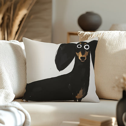 Kuddfodral i mjuk plysch med lekfullt taxmotiv – 45x45 cm