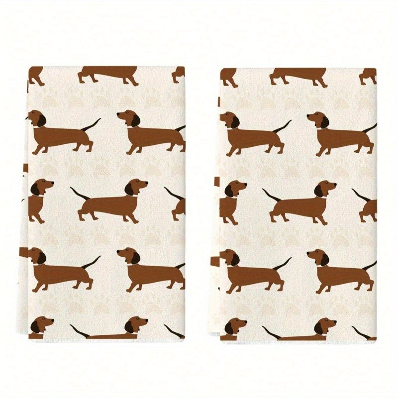 2-pack kökshanddukar i polyester med lekfullt taxmotiv – 40x61 cm