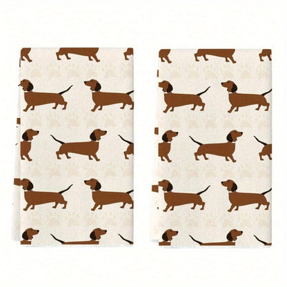 2-pack kökshanddukar i polyester med lekfullt taxmotiv – 40x61 cm
